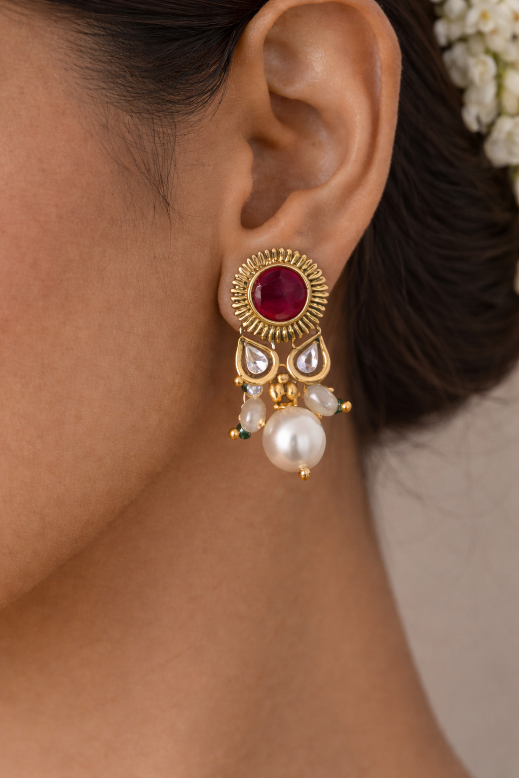 Red Green Pendant Necklace Set – Anti-Black Finish - Image 5