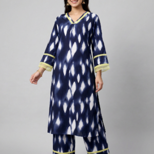 Blue Printed Kurti Set for Women | Elegant Kurta Pant Set
